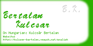 bertalan kulcsar business card