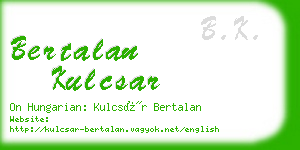 bertalan kulcsar business card